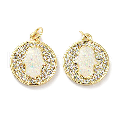 Brass Micro Pave Clear Cubic Zirconia Pendants KK-L213-039G-02-1