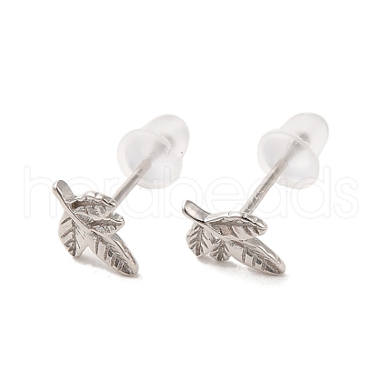 Rhodium Plated Sterling Silver Stud Earrings for Women EJEW-D106-02P-1
