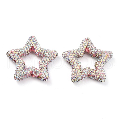 Star Shape Polymer Clay Rhinestone Beads CLAY-NH0001-06G-1