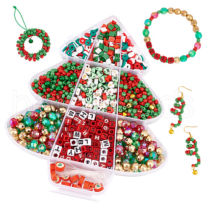   about 1510pcs Christmas Theme DIY Bracelet Making Kit DIY-PH0022-59-1