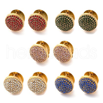 PVD Vacuum Plating 304 Stainless Steel Rhinestone Hoop Earrings for Women EJEW-Z076-06G-1