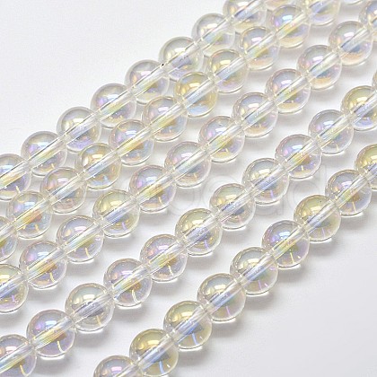 Electroplated Synthetic Quartz Bead Strands EGLA-J061-10mm-AB01-1