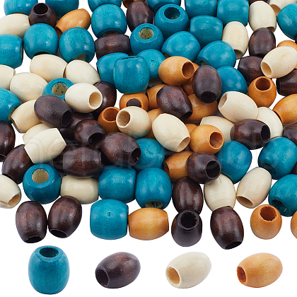 Gorgecraft 160Pcs 4 Colors Natural Wood Dyed Beads WOOD-GF0002-02-1