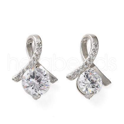 Brass Micro Pave Clear Cubic Zirconia Pendants KK-Z105-02P-1