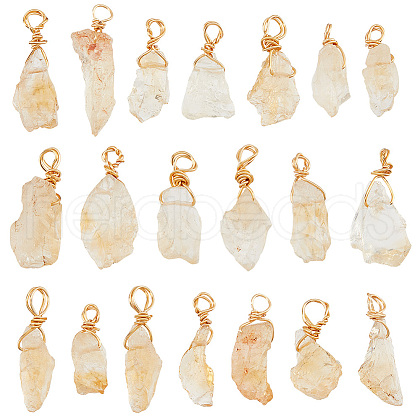 DICOSMETIC 20Pcs Rough Raw Natural Citrine Pendants FIND-DC0001-72-1