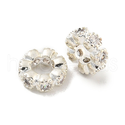 Brass Cubic Zirconia Spacer Beads KKB-L215-029A-S-1