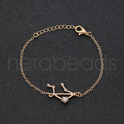 12 Constellations Alloy Rhinestone Link Bracelets WG43B2B-03-1
