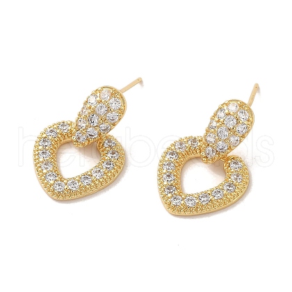 Brass Micro Pave Cubic Zirconia Earrings for Women EJEW-E301-13G-1