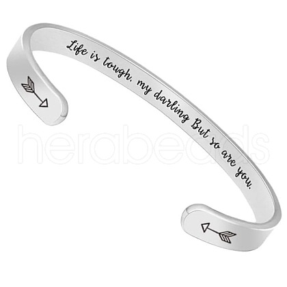 Inspirational 304 Stainless Steel Cuff Bangles FS-WG30F15-06-1