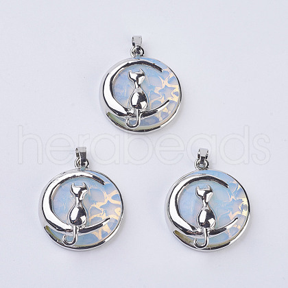 Opalite Kitten Pendants G-K234-D16-1