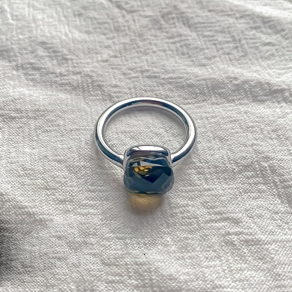Square 304 Stainless Steel with Glass Finger Rings FS-WG8AAFA-32-1