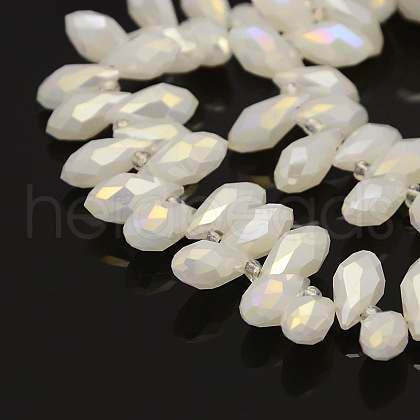 Faceted Teardrop Electroplate Glass Pendants Beads Strands GLAA-A023A-AB02-1