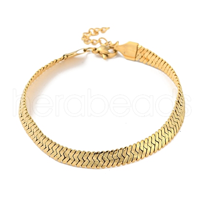 Ion Plating(IP) 304 Stainless Steel Herringbone Chain Bracelet BJEW-D028-02B-02G-1