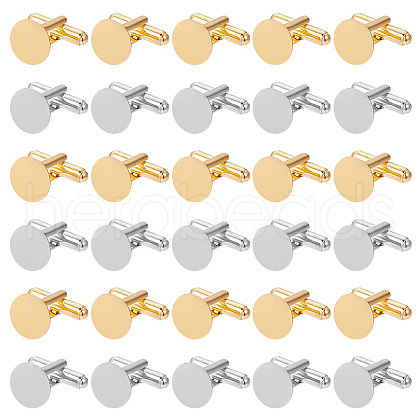 HOBBIESAY 30Pcs 2 Colors Brass Cufflinks for Men FIND-HY0003-47-1