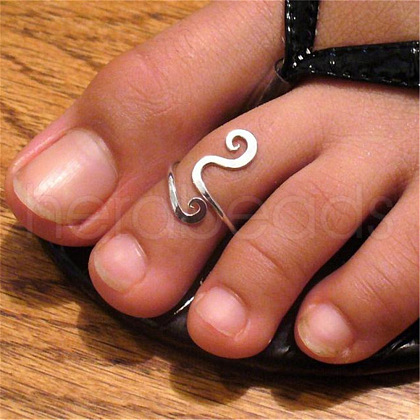 Boho Adjustable Brass Twisted Wire Wrapped Long Toe Rings FS-WG2F3DA-02-1