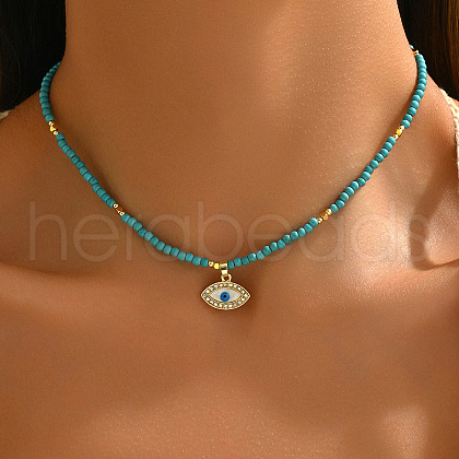 Gemstone and Shell Beaded Pendant Necklace FS-WG08D0F-07-1