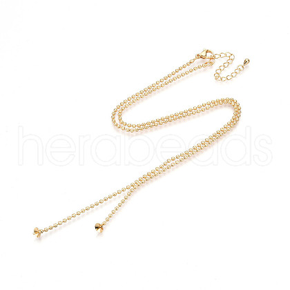 2MM Brass Textured Ball Chain Necklace Making KK-N258-21G-1