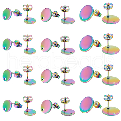 Unicraftale 24Pcs 3 Style Ion Plating(IP) 304 Stainless Steel Stud Earring Findings STAS-UN0040-07-1