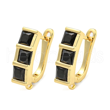 Rack Plating Brass Micro Pave Cubic Zirconia Hoop Earring Findings EJEW-C102-22G-03-1