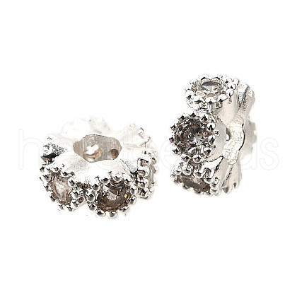 Flat Round Brass Micro Pave Cubic Zirconia Spacer Beads KK-L230-02P-01-1