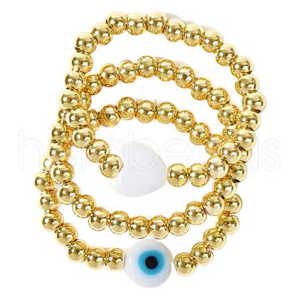 3Pcs Brass Beaded Rings Sets for Unisex WS6814-1