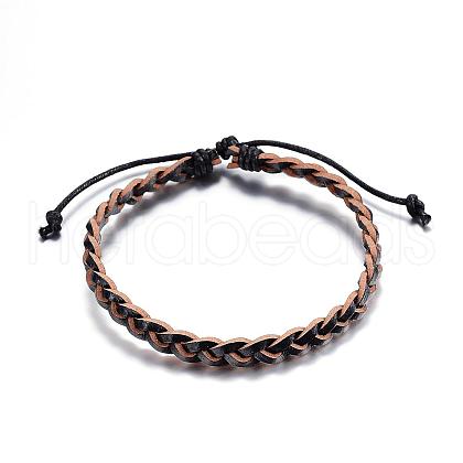 Adjustable Braided Leather Cord Bracelets BJEW-P099-21B-1