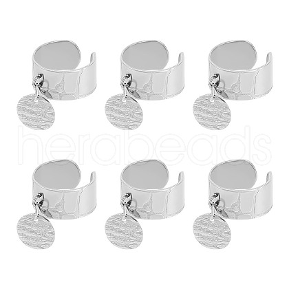 6Pcs 304 Stainless Steel Open Cuff Finger Rings RJEW-UN00009-1