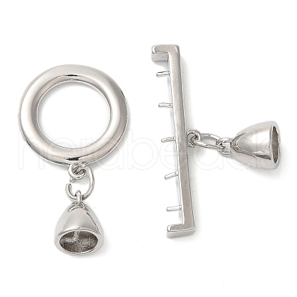 Brass Micro Pave Clear Cubic Zirconia Toggle Clasps KK-N254-77P-1