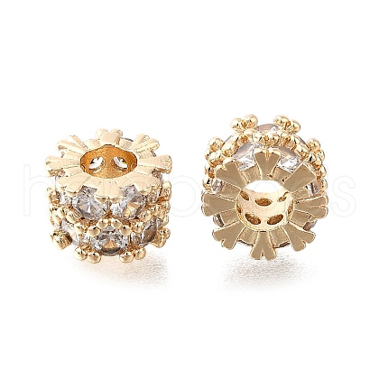 Brass Micro Pave Clear Cubic Zirconia Beads KK-XCP0001-92G-1