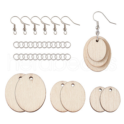 Yilisi DIY Unfinished Wooden Pendant Earring Making Kits DIY-YS0001-17-1