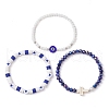 3Pcs Religion Polymer Clay & Glass & Synthetic Turquoise Beaded Stretch Bracelets Kit BJEW-JB10675-02-4