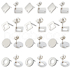 SUNNYCLUE 80Pcs 4 Styles Rhombus & Flat Round & Donut Stainless Steel Stud Earring Findings STAS-SC0006-59-1