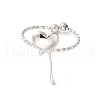 Non-Tarnish 304 Stainless Steel Heart Open Cuff Rings for Women RJEW-H136-03P-2
