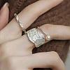 2Pcs 925 Sterling Silver with Natural Freshwater Pearl Round Bead Adjustable Cuff Rings FS-WGC280C-03-3