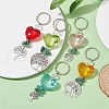 Tree of Life Alloy & Natural Green Aventurine Chips Pendant Keychain KEYC-JKC00594-4