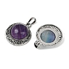 Natural Fluorite Half Round Pendants PALLOY-R159-01AS-10-2