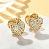 Heart Brass Micro Pave Clear Cubic Zirconia Hoop Earrings EJEW-A132-15G-1
