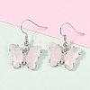 Natural Rose Quartz Brass Dangle Earrings EJEW-M081-01P-02-5