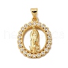 Brass Micro Pave Clear Cubic Zirconia Pendants ZIRC-G152-48G-1-1
