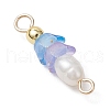 Frosted Flower Natural Cultured Freshwater Pearl & Acrylic Connector Charms PALLOY-JF03590-11-4