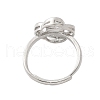 Flower Brass Micro Pave Cubic Zirconia Adjustable Ring Settings KK-K297-13P-3