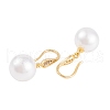 Rack Plating Brass Cubic Zirconia ABS Pearl Earring Hooks EJEW-S219-16G-02-2