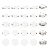 Unicraftale 50Pcs 5 Style 316 Surgical Stainless Steel Brooch Base Settings STAS-UN0053-58-1