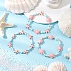 3Pcs Dyed Synthetic Turquoise Beads & Natural Howlite Round Beads Stretch Bracelets for Women BJEW-JB11792-1