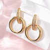 Brass Micro Pave Clear Cubic Zirconia Ring Dangle Stud Earrings EJEW-F374-01G-3