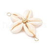 Natural Mixed Cowrie Shell Connector Charms PALLOY-JF03858-02-4