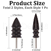 Gorgecraft 2Pcs 2 Style Bullet Shape Sandalwood Polish Heads TOOL-GF0003-37-2