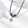 Glass Seed Beaded & Alloy Triangle Evil Eye Pendant Necklaces NJEW-MZ00110-05-1
