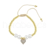 Rack Plating Brass Stretchable Bracelets with Cubic Zirconia for Women BJEW-D047-02G-01-1