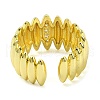Brass with Cubic Zirconia Open Cuff Ring RJEW-B051-06G-3